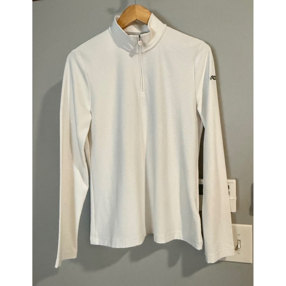 KJUS Seoul Midlayer Half-Zip Women 40 White Textured Golf Ski Pullover LC25-L00